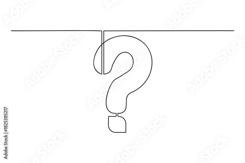 Continuous line drawing of question mark on horizontal line concept design