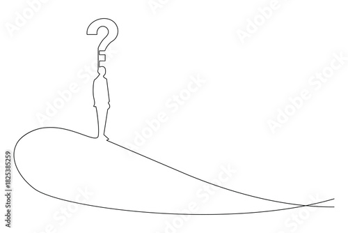 Continuous line drawing of question mark on horizontal line concept design
