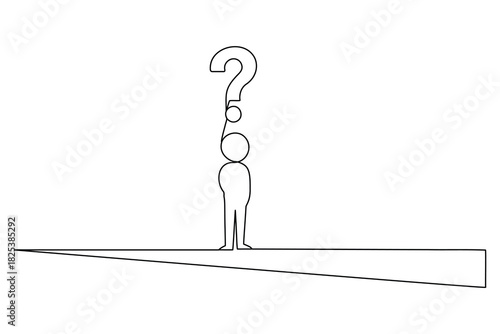Continuous line drawing of question mark on horizontal line concept design