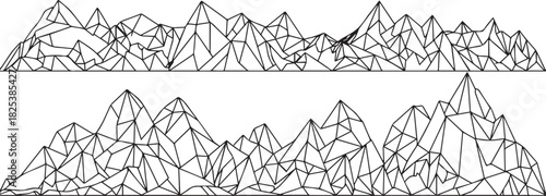 Abstract Mountain Landscape: Geometric lines and shapes form a textured mountain range in a modern digital artwork.