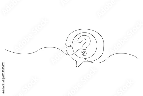 Speech bubble question mark continuous line drawing graphic design vector