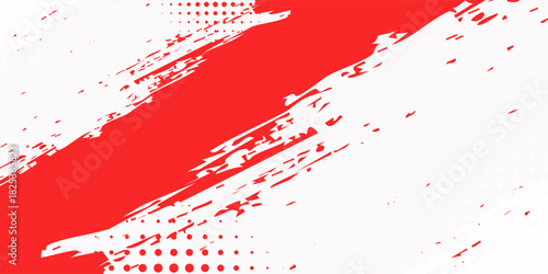Modern watercolor red background with halftone effects abstract simple design vector