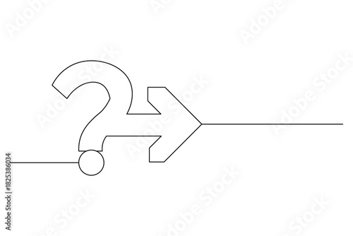 Continuous Line Drawing Concept of Question Mark Pointing Forward Strategy Vector