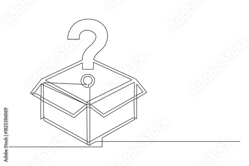 Mystery Box with Question Mark Continuous Line Drawing Vector Illustration