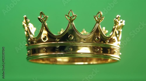 Golden Crown Spinning on Green Screen – King Crown Rotating Motion