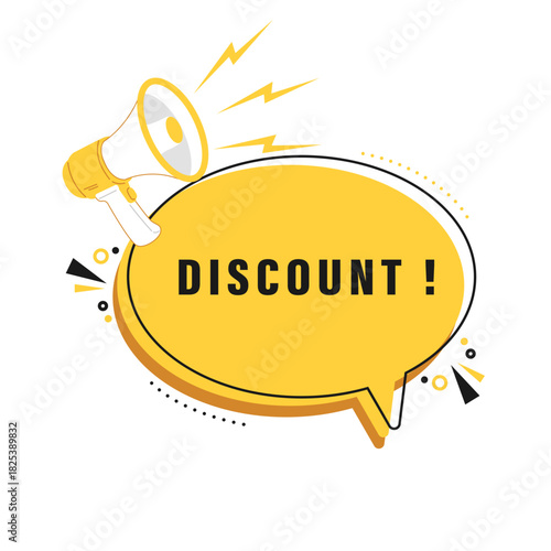 discount Label template with megaphone