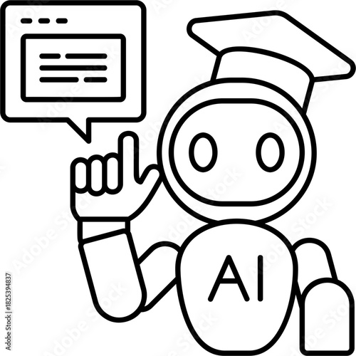 Line Art Ai Education Icon