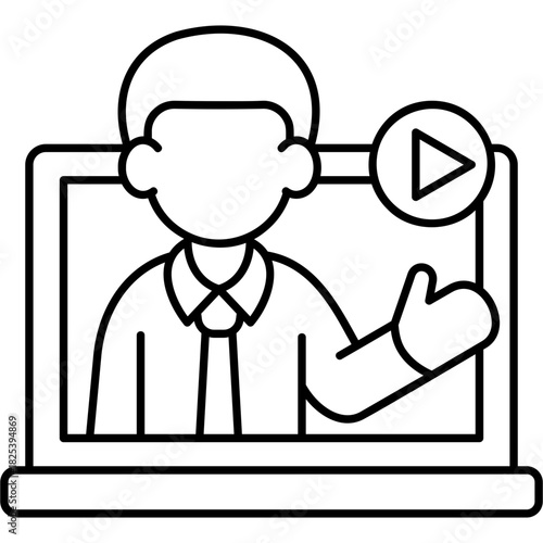 Line Art Video Lecture Icon