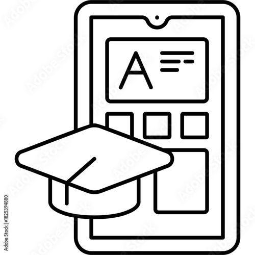 Line Art Mobile Learning Icon