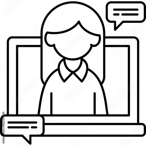 Line Art Online Consultation Icon