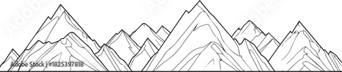 Majestic Mountain Range Silhouette: An illustration of a grand mountain range, capturing the raw, untamed essence of natural landforms, and the allure of exploration and adventure.