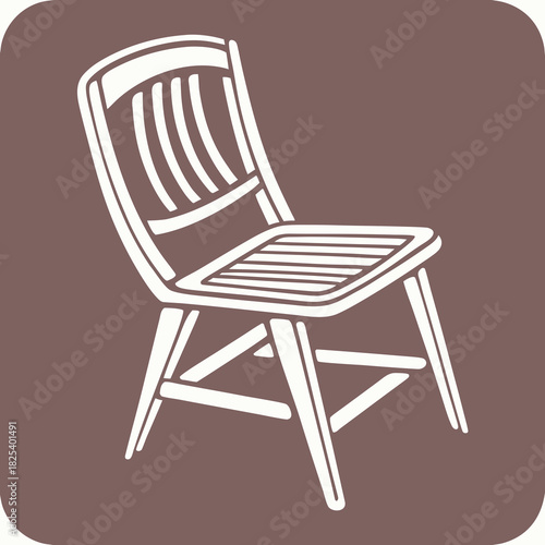 Illustration of a simple wooden chair with a brown background