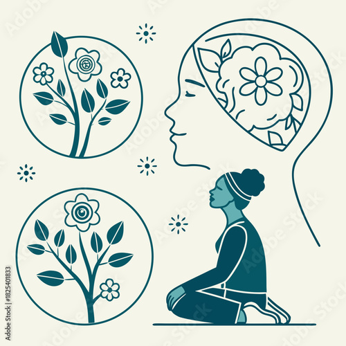 silhouette of a girl with a tree