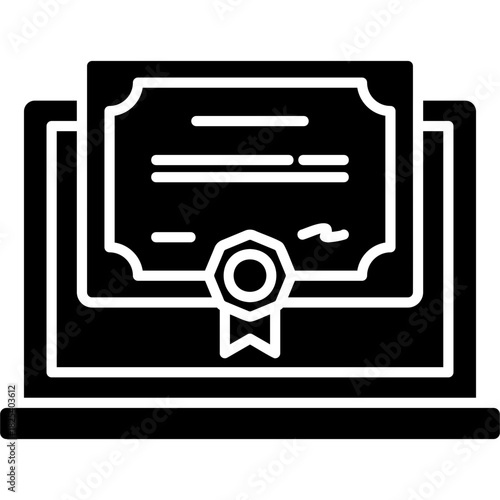 Glyph Solid Digital Certificate Icon