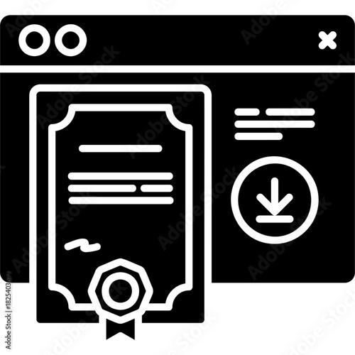 Glyph Solid Online Certification Icon