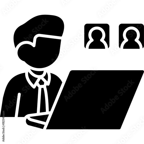 Glyph Solid Remote Teaching Icon