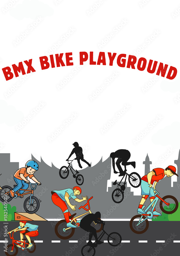 Fototapeta premium BMX Bike Playground A Vibrant Illustration of Urban Cycling Culture and Freestyle Stunts