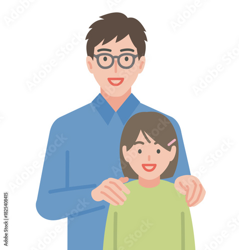 笑顔で並ぶ娘と父親