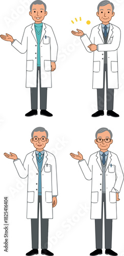 Pixel Art Doctor Set White Coat Grey Pants Different Poses