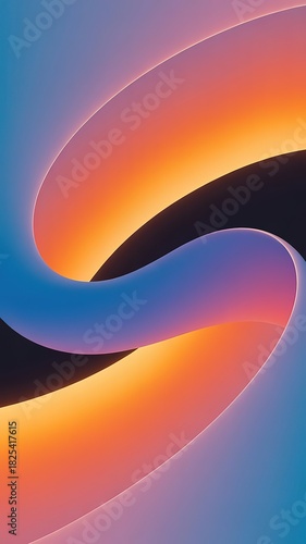 Abstract Gradient Curve with Blue and Orange Light Effects. made with generative Ai