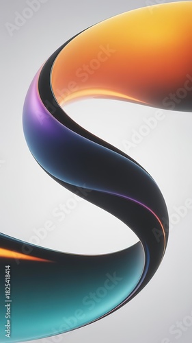 Abstract Gradient Curve with Blue and Orange Light Effects. made with generative Ai