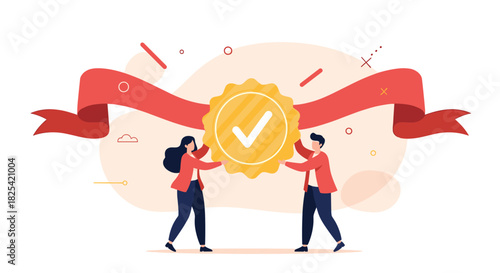 Recognizing excellence and achievements with a special award ribbon.