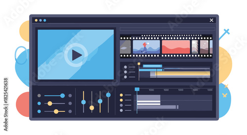 A modern video editing software interface displaying a preview window and timeline for creative projects.