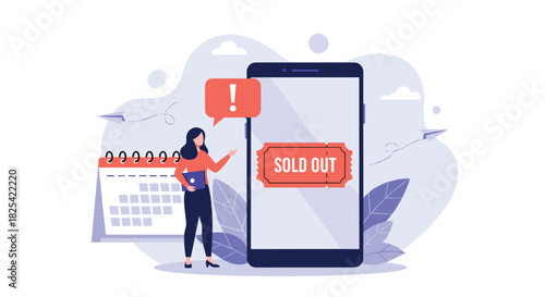 A person looking at a phone screen displaying sold out.