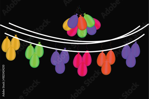 Hanging colorful balloon string decoration vector for festival or party