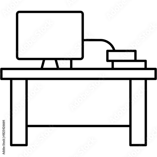 Line Art Librarian Desk Icon