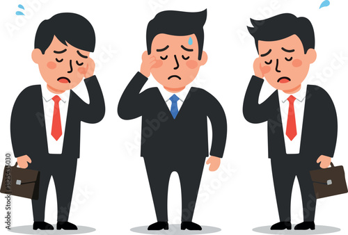 Pixel Art Three Men In Suits Showing Stress And Worry