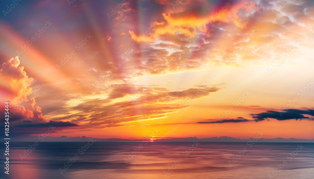 Fototapeta premium 夜明けの海,初日の出,日の出,朝日, AI生成画像