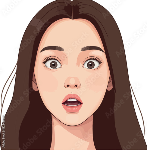 Pixel Art Woman With Wide Eyes And Open Mouth