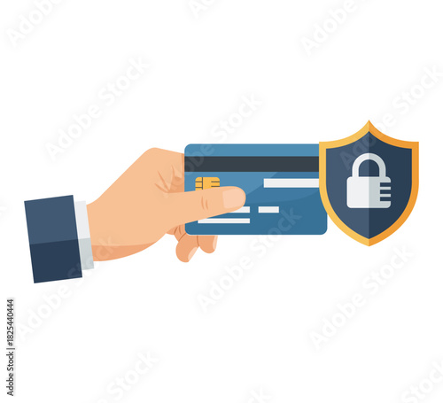 Secure Online Payment with  Card and Shield Icon