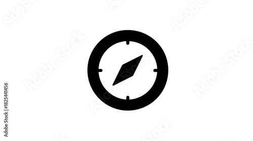Simple Black Compass Icon Representing Navigation, Direction, Travel, Exploration, and Guidance. Minimalist Graphic Symbol.