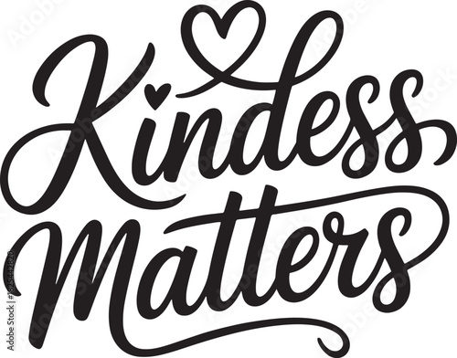 Kindness matters vector calligraphy lettering with heart shapes cute decoration