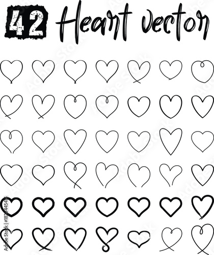 Heart Valentine Line Art Hand Drawn Love Heart Bundle