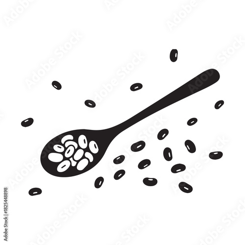A Spoonful of Beans for Healthy Meals and Diet Silhouette Design.