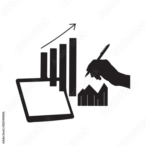 Documenting and Analyzing Key Performance Indicators for Successful Business Growth Strategy Silhouette Design.