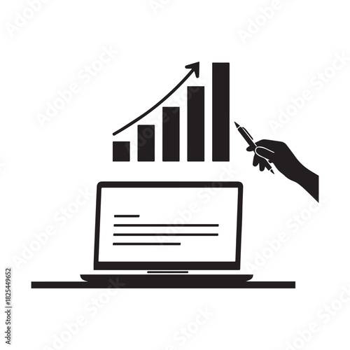 Documenting and Analyzing Key Performance Indicators for Successful Business Growth Strategy Silhouette Design.