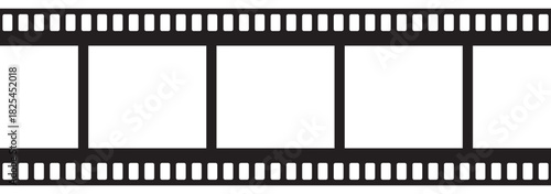 Old grunge movie film long strip set, vintage filmstrip roll frame. Film strip icon. Video tape photo film strip frame vector. film frame border strip analog. Roll of retro film strip on isolated.