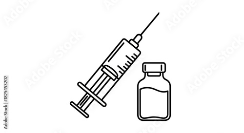 Medical injection and vaccine bottle ready for use, healthcare concept for flu shots, medication and illness prevention, treatment, and wellness promotion