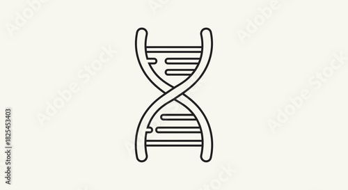 Sleek DNA strand illustration showcases genetics, biology, and scientific research, perfect for educational materials and healthcare branding, originally scalable vector
