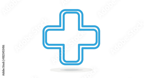 Modern blue medical cross icon with soft shadow, perfect for healthcare, wellness, or emergency service visuals for websites or apps, originally a scalable graphic