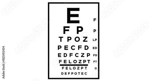 Eye chart for vision testing focusing on visual acuity and eye health for medical or educational use, originally a scalable graphic resource