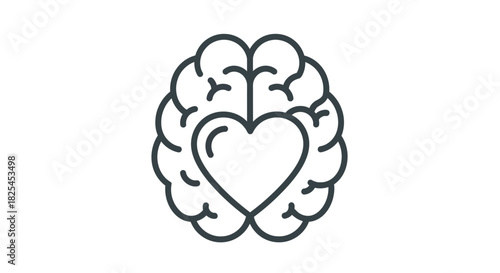 Embrace Emotional Intelligence A Minimalist Graphic Displaying Heart and Brain Working Together Symbolizing Thoughtful Empathy and Balanced Decision Making