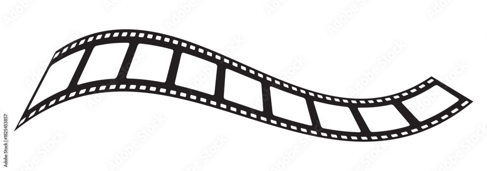 Fototapeta premium Old grunge movie film long strip set, vintage filmstrip roll frame. Film strip icon. Video tape photo film strip frame vector. film frame border strip analog. Roll of retro film strip on isolated.