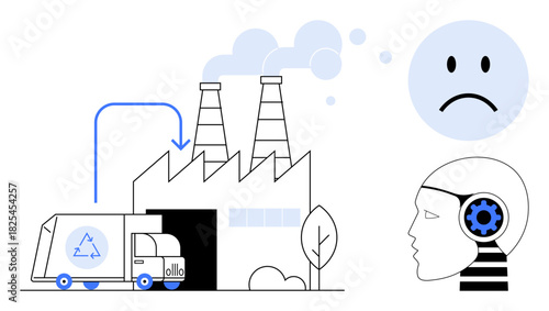 Industrial pollution. Industrial pollution affects the environment and emotional well-being. Industrial pollution highlights sustainability and waste management efforts. Topics environment, waste