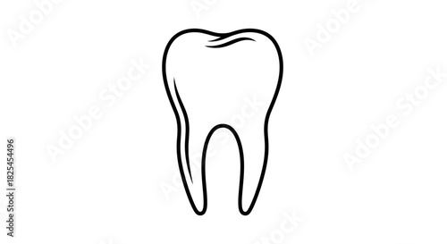 Clean line art tooth icon: Modern dental health symbol for dentists, orthodontists, and oral care campaigns, perfect for logos and educational materials
