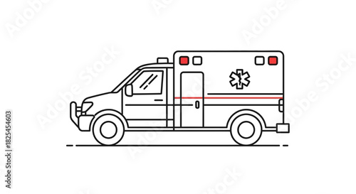 Sleek ambulance illustration ready for emergency response designs, perfect for healthcare projects and awareness campaigns, originally designed as scalable vector